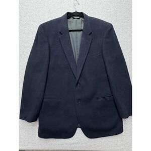 Jos A Bank Camelhair Sport Coat Mens 44 Long Navy Blue Blazer 2 Button Lined